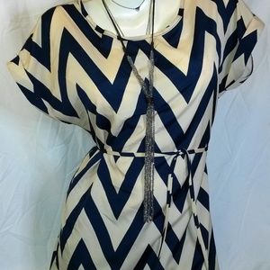 Noble U Navy and Cream Chevron Mini Dress